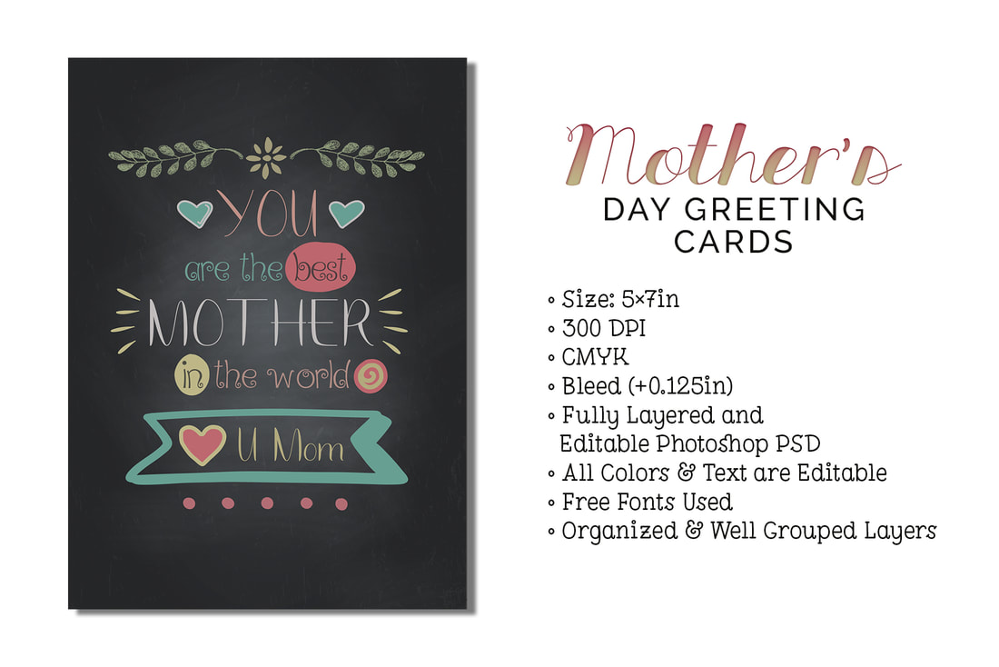 Typographic Mothers Day Greeting Cards